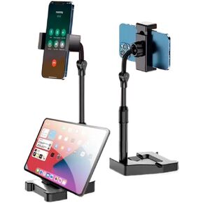 Adjustable height desktop stand for mobile phones - 360-degree rotating retractable phone stand, office desk accessory suitable for all smartphones and iPads including iPhone 16, 15, 14, 13 Pro Max.