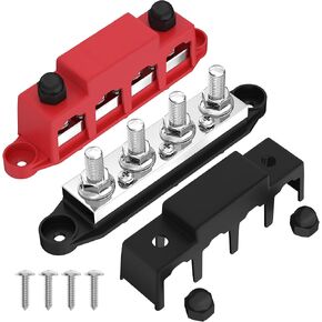 Joinfworld 400A BUS BAR 12V كتلة توزيع الطاقة مع 4 × 3/8 "ترصيع 12 فولت بطارية النحاس البحرية كتلة BUSBAR