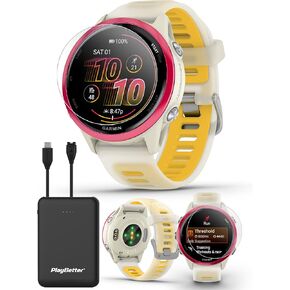 Garmin Forerunner 570 GPS Running and Triathlon Smartwatch Bundle (47 mm ، amp yellow/whitestone/turquoise)