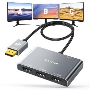 DisplayPort to HDMI Flitter for 3 شاشات محول العرض الموسع 4K@60Hz 1 DP في 3 HDMI Out MST لمواصلة عرض متعددة متوافقة مع بطاقة الرسوم البيانية NVIDIA/AMD