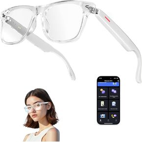 AI Smart Glasses for Men and Women, Bluetooth Translation Sunglasses with 164 Languages, Open Ear Audio with Mic & Speakers, Hands-Free Calls, UV Protection & Anti-Blue Light, Touch Control