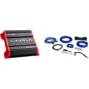 Audiosavings Bundle: Crunch GP-1000.2 Ground Pounder 1000 Watt 2-Channel Amplifier Car Stereo Amp Bundle with Rockville RWK81 8 Gauge Complete Amp Installation Wire Kit with 100% Copper RCA (2 Items)
