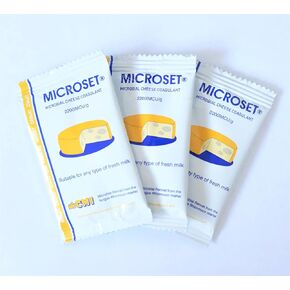 Generic Microbial Rennet Mix Cheese Coagulant Microset each Sachets is 5g | add 1 sachet to 4 gallons (15 litres) of Milk, Blue/yellow/whitewhite