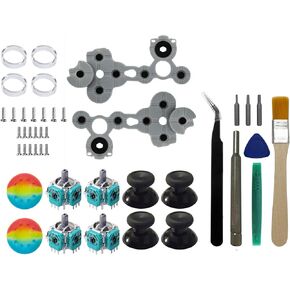 43 Pcs 3D Analog Joysticks Sensor Repair Kit for Xbox One Slim Controllers, Include Conductive Rubber Replacement Thumbstick Hat Silicone Hat Covers with Screwdriver Parts