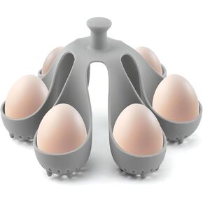 Silicone Egg Boiler Rack Freestanding Egg Boiler Eggs Cooker Hard Boiled Eggs Boilers Eg g Molds for Cooking Holds 6 Eg g Poached (COLOR:grey)