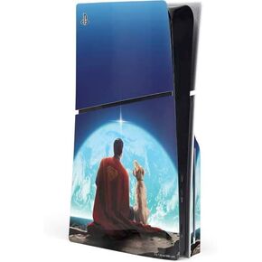 Skinit Decal Gaming Skin Compatible with PS5 Slim Disk Console - Officially Licensed Superman 2025 Superman & Krypto Watch The Earth Design