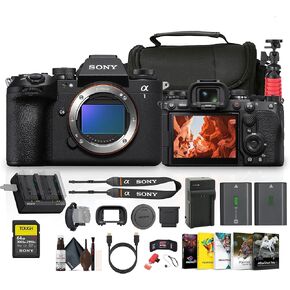 Sony Alpha a1 II Full-Frame Interchangeable Lens Mirrorless Camera (ILCE-1M2) + 64GB Memory Card + NP-FZ100 + Photo Software + Camera Bag + Flexible Tripod + External Charger + More
