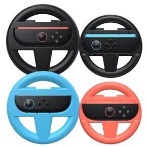 Kinwin 4 عجلات التوجيه لـ Nintendo Switch 2 (2025) Joycons ، وحدة تحكم عجلة السباق لـ Mario Kart World & 8 Deluxe ، Design Design Grip for NS2 Joycon Association (Black ، Orange and Blue)