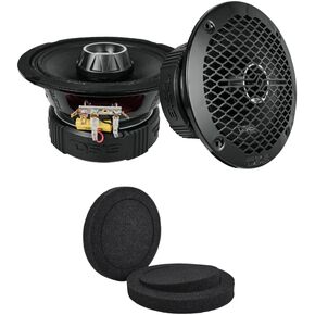 DS18 PRO-ZT6 and DSFR6 Pair of 6.5" 2-Way Pro Audio Midrange Speakers with Built-in Super Bullet Tweeter and Pair of 6.5-Inch Car Foam Speaker Baffles with Fast Rings (2 Speakers and 2 Baffles)