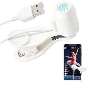 Mobile Phone Screen Auto Clicker, Smart Automatic Mini Tappers Bracket Simulated Finger Clip-On USB Clicking Device para for iPhone Android Tablet Live Broadcast Gaming Phones Deal Shopping, ABS White