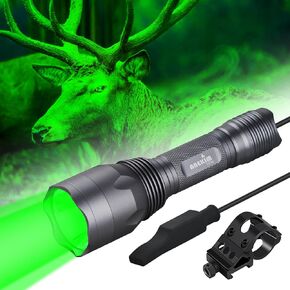 TC10 Hunting Light Kit,Green Lights 1312 Yards Hunting Flashlight High Power for Coyote, Predator, Varmint, Coon& Hog-Predator Light 1800 Lumens 1312 Yards