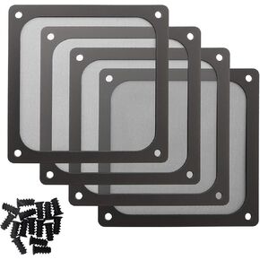 90mm 92mm PC Computer Case Fan Dust Filter Grills with Magnet and Screws, Ultra Fine Nylon Mesh, Black Color - 4 Pack