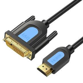 HDMI to DVI Cable 5FT, Bi-Directional DVI-D Male to HDMI Male High-Speed Gold-Plated Adapter Cable 1080P Full HD Compatible for Monitor,Video Card,Raspberry Pi,Roku, Xbox One, PS4/3, Graphics Card