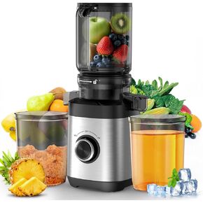 Juicer Machines, Cold Press Juicer Machine for Whole Fruits and Vegetables, Masticating Juicers, High Juice Yield, Juice Extractor Machine, BPA Free
