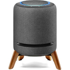 Real Wood Stand for Echo Studio Smart Speaker,Tripod Mount Accessories Protect Alexa on Table/Desk,Secure Stable Wooden Holder for New Echo Studio 2024 (Black Walnut)
