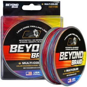 Beyond Braid Lead Core Metered Trolling Braided Line - Sinking Braided Line - Color Change 10 Yards - 8X Strand + Lead Core
