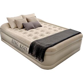 King Koil Luxury Twin Air Mattress with Built-in High Speed Pump for Camping, Home & Guests - Twin Size Double High Airbed Luxury Inflatable Blow Up Mattress Waterproof (1-Year Manufacturer Warranty)