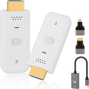 جهاز إرسال ومستقبل HDMI اللاسلكي - 4K 60Hz Ultra HD 100ft Range 丨 Zero 丨 Pluge & Play Protable HDMI 2.0 Support 2.4/5.8GHz ، لجهاز الكمبيوتر المحمول/الكمبيوتر/التلفزيون/الكاميرا/جهاز الإسقاط (أبيض)