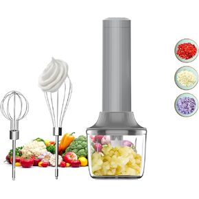 Cordless Hand Mixer, Electric Whisk, Hand Held Mini Mixers,Rechargeable Hand Mixer and Whisker,Food Chopper,Food Processor for Cooking, 4-Speed,10Oz
