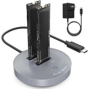 M.2 NVMe SSD Cloner Dock,10Gbps Dual-Bay NVMe to USB Enclosure,Supports Offline Clone,UASP,USB 3.2 Gen 2 SSD Enclosure Adapter,M.2 Docking Station for SSDs Size 2230/2242/2260/2280/22110,Support 2x8TB