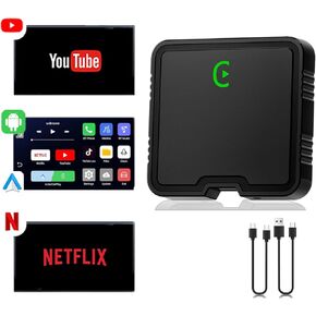 محول CarPlay اللاسلكي ، محول تشغيل السيارات مع Netflix/YouTube/TF Card Plug & Play Support ، USB Dongle for Android Auto من 2015 و iPhone iOS10+