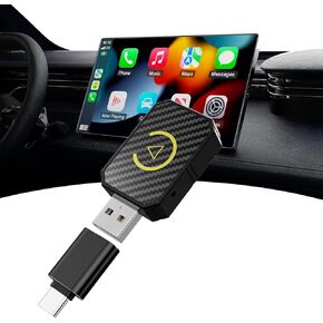 2-in-1 محول Carplay & Android Auto Adapter ، قم بتحويل Wired إلى Wireless 2025 تم ترقيته ، محول تشغيل السيارات السريع والمستقر مع USB A/C ، لـ iOS 10+ و Android 11+ ، سيارات مع Carplay المدمجة
