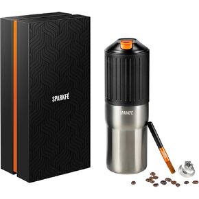 Portable Pour Over Coffee Maker, Rechargeable Electric Grinder with Stainless Steel Conical Burr, Integrated Hand Brew Kit with Stainless Steel Filter Dripper & Travel Mugs, for Camping, Outdoors