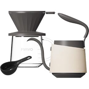 Pour Over Coffee Maker Set, Pour Over Kettle, Coffee Dripper, Glass Coffee Server with Scale, Stainless Steel Filter (Green)