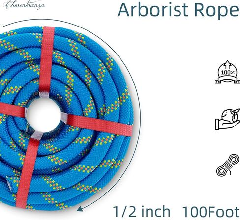 Arborist Rigging Rope 1/2 Inch x 150 Ft, Heavy Duty Bull Rope for Tree Pulling, Felling & Climbing - High Strength Polyester Static Line, Blue in Saudi Arabia