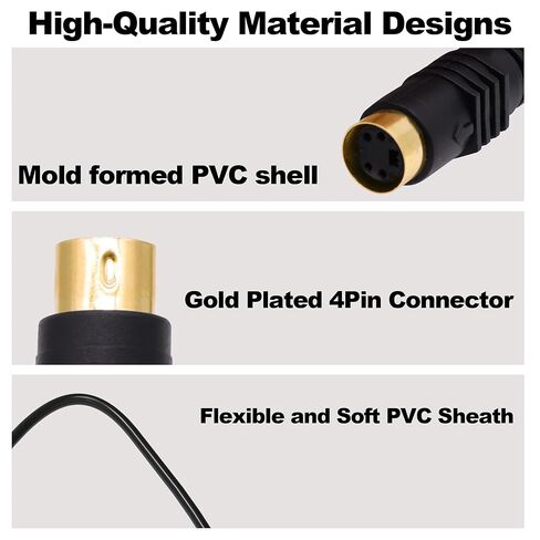 S-Video Cable 4 Pin Mini Din SVideo Male to Female Extension Cable,SVHS Lead Cord Male Connector for HDTV VCR DVD Projector Camera Camcorders -1.8M-2Pcs(Female) in Saudi Arabia