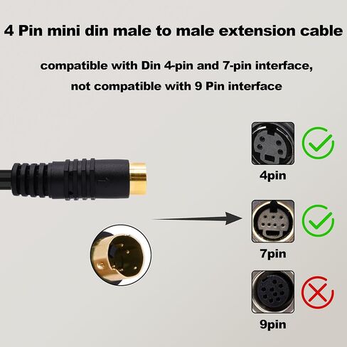 S-Video Cable 4 Pin Mini Din SVideo Male to Female Extension Cable,SVHS Lead Cord Male Connector for HDTV VCR DVD Projector Camera Camcorders -1.8M-2Pcs(Female) in Saudi Arabia