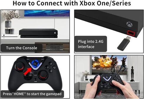 ROTOMOON Wireless Game Controller with LED Lighting Compatible with Xbox One S/X, Xbox Series S/X Gaming Gamepad, Remote Joypad with 2.4G Wireless Adapter, Rechargeable Battery in Saudi Arabia