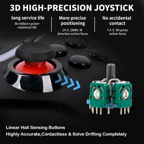 ROTOMOON Wireless Game Controller with LED Lighting Compatible with Xbox One S/X, Xbox Series S/X Gaming Gamepad, Remote Joypad with 2.4G Wireless Adapter, Rechargeable Battery in Saudi Arabia
