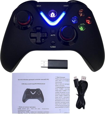 ROTOMOON Wireless Game Controller with LED Lighting Compatible with Xbox One S/X, Xbox Series S/X Gaming Gamepad, Remote Joypad with 2.4G Wireless Adapter, Rechargeable Battery in Saudi Arabia