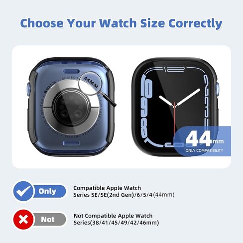 2 في حالة مقاومة للماء لـ Apple Watch Screen Protector 40mm Series 4 5 6 SE/SE 2nd Gen Associory مدمجة في فيلم Glass Film Face و Copper Cover متوافقة in Kuwait