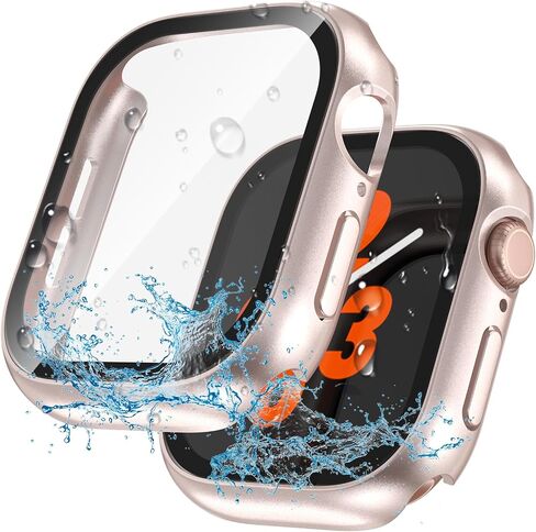 2 في حالة مقاومة للماء لـ Apple Watch Screen Protector 40mm Series 4 5 6 SE/SE 2nd Gen Associory مدمجة في فيلم Glass Film Face و Copper Cover متوافقة in Kuwait