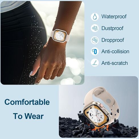 2 in 1 Waterproof Case for Apple Watch Screen Protector 40mm Series 4 5 6 SE/SE 2nd Gen Accessories Built-in Tempered Glass Film Face Protective & PC Bumper Cover Compatible iWatch 40mm in Saudi Arabia