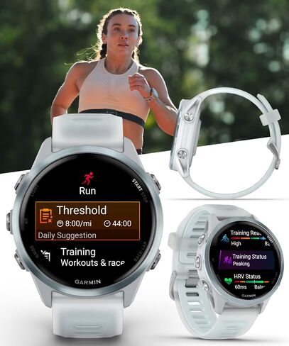 Garmin Forerunner 570 47mm GPS Running & Triathlon Smartwatch ، شاشة AMOLED ، التدريب والاسترداد ، AMP الصفراء المصنوعة من الألومنيوم/الشفافة البيضاء/النطاق الفيروز مع حزمة PowerBank القابلة للارتداء. in Kuwait