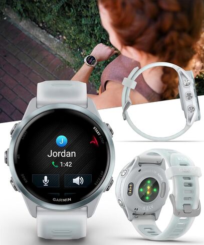 Garmin Forerunner 570 47mm GPS Running & Triathlon Smartwatch ، شاشة AMOLED ، التدريب والاسترداد ، AMP الصفراء المصنوعة من الألومنيوم/الشفافة البيضاء/النطاق الفيروز مع حزمة PowerBank القابلة للارتداء. in Kuwait