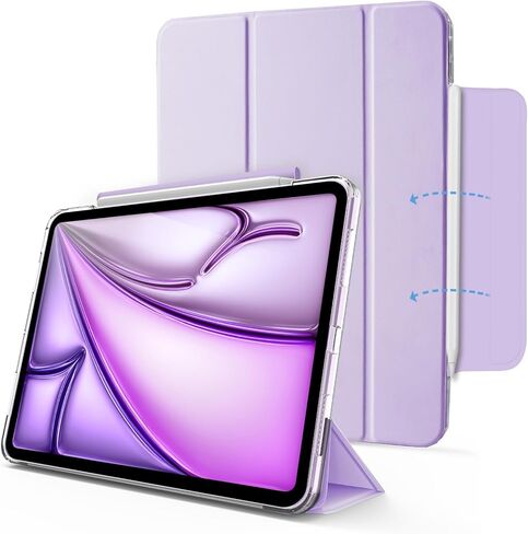 حافظة MYGROO لجهاز iPad Air الجيل الخامس 2022، حافظة Air الجيل الرابع، غطاء ذكي ثلاثي الطي مع غطاء شفاف، نوم واستيقاظ تلقائي، رفيع وخفيف الوزن، أزرق ضبابي in Kuwait