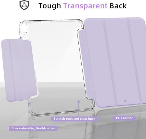 حافظة MYGROO لجهاز iPad Air الجيل الخامس 2022، حافظة Air الجيل الرابع، غطاء ذكي ثلاثي الطي مع غطاء شفاف، نوم واستيقاظ تلقائي، رفيع وخفيف الوزن، أزرق ضبابي in Kuwait