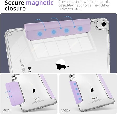 حافظة MYGROO لجهاز iPad Air الجيل الخامس 2022، حافظة Air الجيل الرابع، غطاء ذكي ثلاثي الطي مع غطاء شفاف، نوم واستيقاظ تلقائي، رفيع وخفيف الوزن، أزرق ضبابي in Kuwait