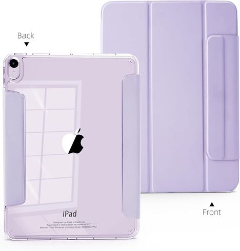 حافظة MYGROO لجهاز iPad Air الجيل الخامس 2022، حافظة Air الجيل الرابع، غطاء ذكي ثلاثي الطي مع غطاء شفاف، نوم واستيقاظ تلقائي، رفيع وخفيف الوزن، أزرق ضبابي in Kuwait