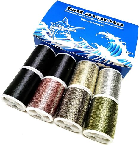 (8PCS*175yd) Kalavarma Rod Wrapping Thread NCP Fishing Rod Wrapping Thread 6 Color Every Spool 175yd Complete Pack add Extra 2pcs Black Color Thread in Kuwait