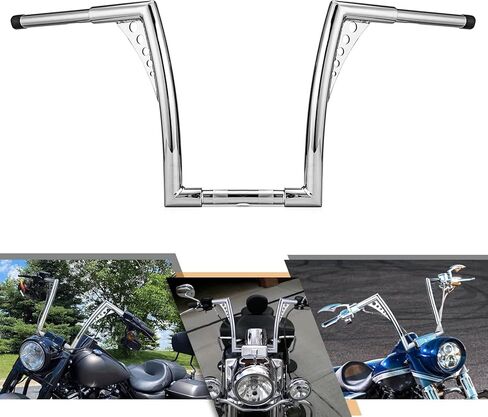 Dasen Chrome Ape Hangers Handlebar 12" Rise 1 1/4" Handle Bars Compatible with Harley Davidson Sportster Softail Dyna Touring Road Glide & King Models in Kuwait
