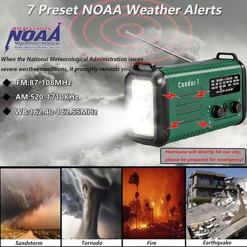 20000 مللي أمبير في الساعة/74000MWH راديو طوارئ يدوي ، راديو الطقس AM/FM/NOAA ، راديو الطاقة الشمسية يعمل بالبطارية مع شاحن هاتف USB ، مصباح القراءة المصباح و SOS لحالات الطوارئ (أخضر داكن) in Saudi Arabia