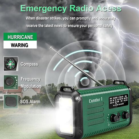 20000 مللي أمبير في الساعة/74000MWH راديو طوارئ يدوي ، راديو الطقس AM/FM/NOAA ، راديو الطاقة الشمسية يعمل بالبطارية مع شاحن هاتف USB ، مصباح القراءة المصباح و SOS لحالات الطوارئ (أخضر داكن) in Saudi Arabia