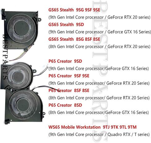 مروحة تبريد وحدة المعالجة المركزية بيست بارتس جديدة مطورة لجهاز MSI GS65 ستيلث، WS65، P65 كريتور، MS-16Q1 MS-16Q2 MS-16Q3 MS-16Q4 MS-16Q5، BS5005HS-U3I 16Q2-CPU-CW، 88 شفرة مطورة in Saudi Arabia