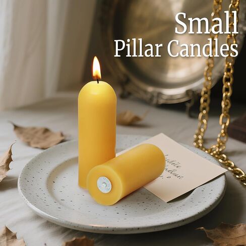 16 Packs Natural Beeswax Pillar Candles,8 Hour Long Burn Time Emergency Candles - Unscented,Smokeless and Dripless Candles for Camping,Outages Lighting in Kuwait