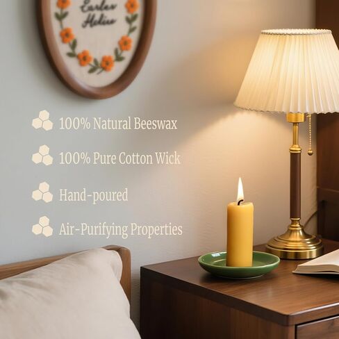 16 Packs Natural Beeswax Pillar Candles,8 Hour Long Burn Time Emergency Candles - Unscented,Smokeless and Dripless Candles for Camping,Outages Lighting in Kuwait